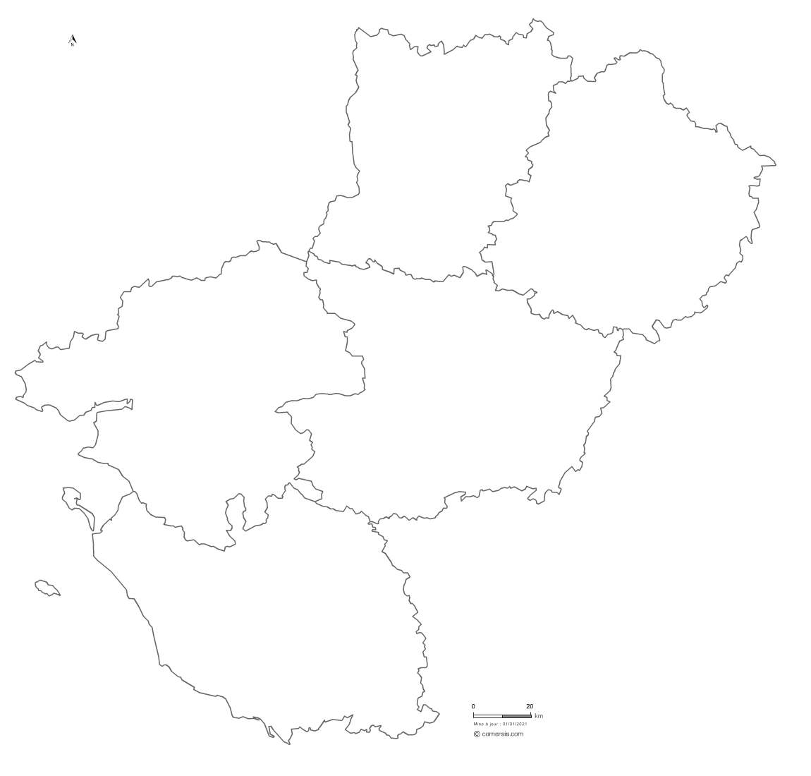 carte modifiable des  Pays de la Loire